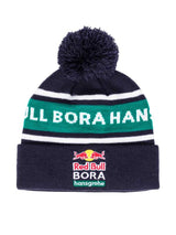 Red Bull Bora Hansgrohe kids' winter bobble hat, navy blue