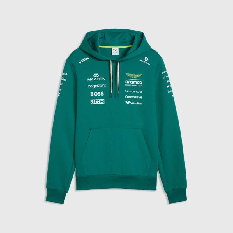 Hanorac cu glugă Aston Martin F1 cu logo-urile sponsorilor - ediție de echipă