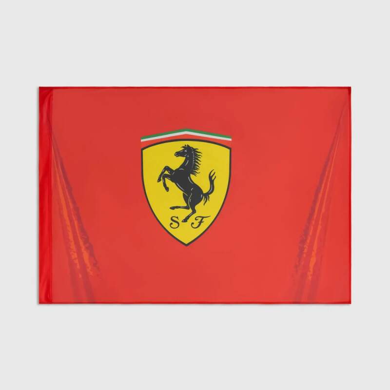 Scuderia Ferrari F1 flag with logo, red