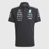 Adidas Mercedes AMG Petronas F1 black polo shirt with sponsor logos - team edition