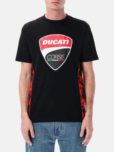 Tricou pentru fani Ducati Corse CAMU negru cu logo