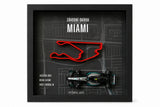 Ramă 3D PETROL ART Miami cu machetă Mercedes Kimi Antonelli 1:43 – Miami GP 2025
