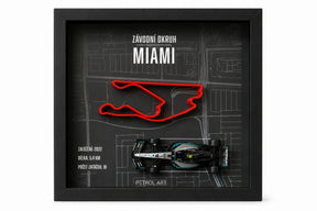 Ramă 3D PETROL ART Miami cu machetă Mercedes Kimi Antonelli 1:43 – Miami GP 2025