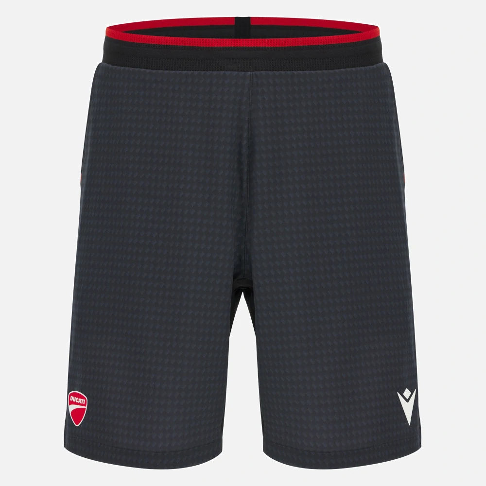 Pantaloni scurți sport Ducati x Macron cu logo – gri închis