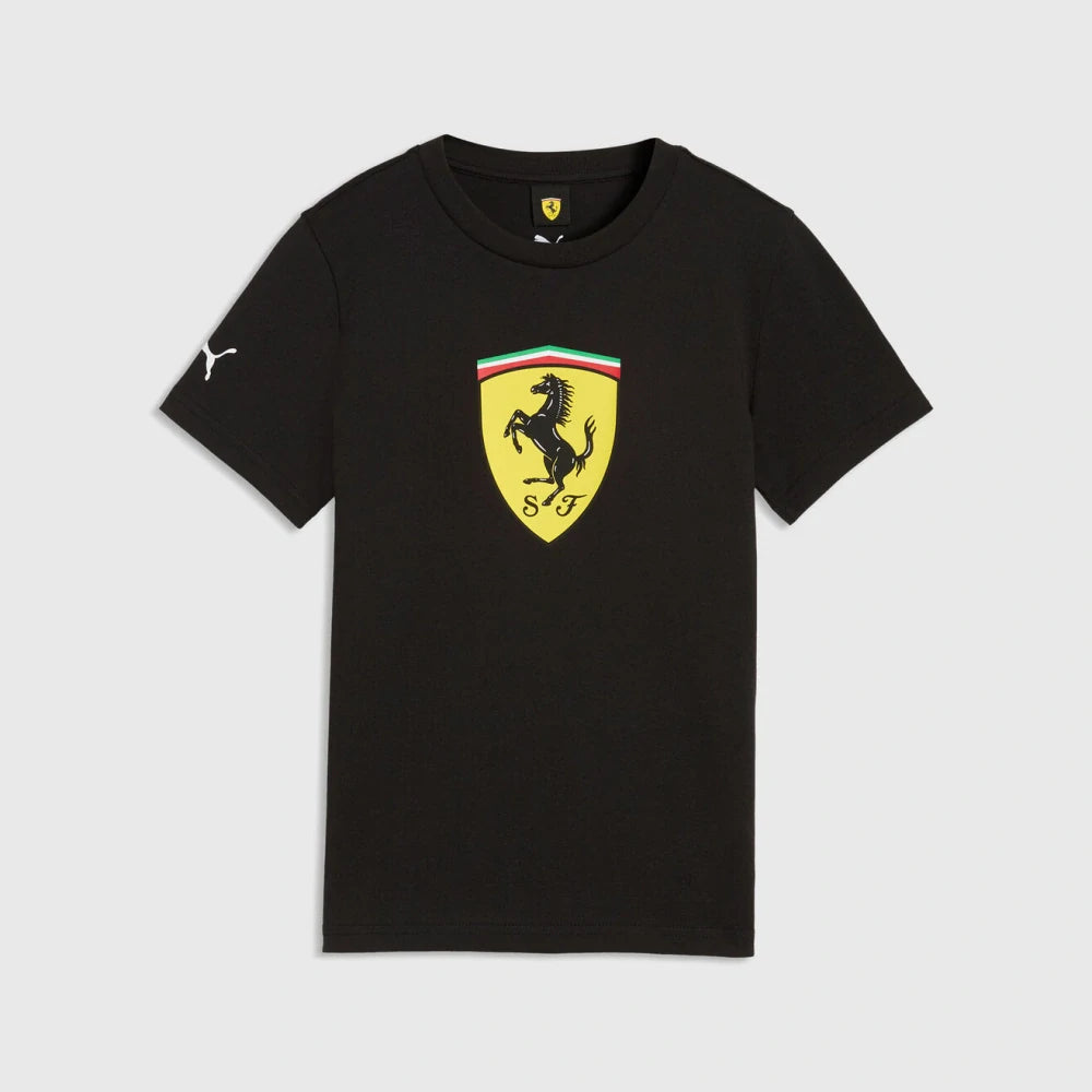 Scuderia Ferrari F1 x Puma Kids' T-Shirt with Large Shield – Black