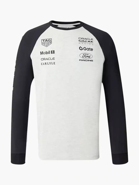 Bluză de echipă cu mânecă lungă Oracle Red Bull Racing Classic cu logo-urile sponsorilor – gri