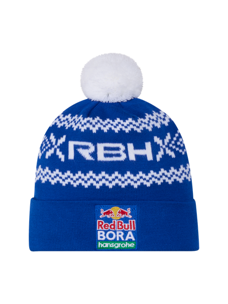 Căciulă cu pompon Red Bull Bora Hansgrohe cu logo – ediție de Crăciun