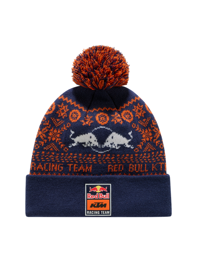 Căciulă cu pompon KTM Red Bull Racing cu logo – ediție de Crăciun