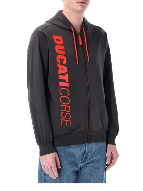 Hanorac pentru fani Ducati Corse gri închis cu logo