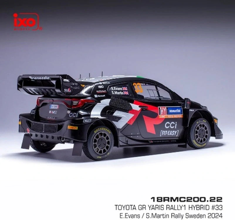 Machetă IXO Toyota GR Yaris Rally1 Hybrid #33 1:18 – Rally Sweden 2024, Evans/Martin