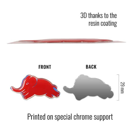 Autocolant 3D Lancia cu elefant, roșu