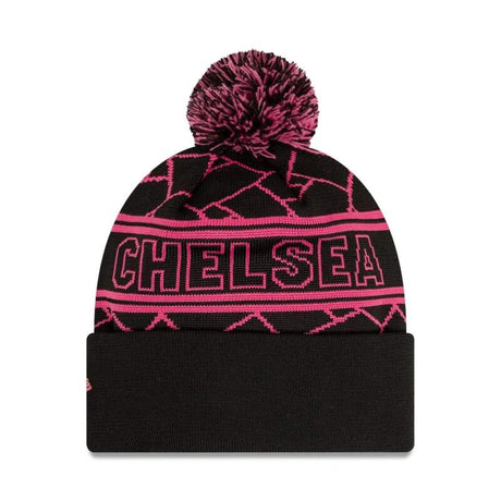 Căciulă de iarnă CHELSEA vintage neagră cu ciucure