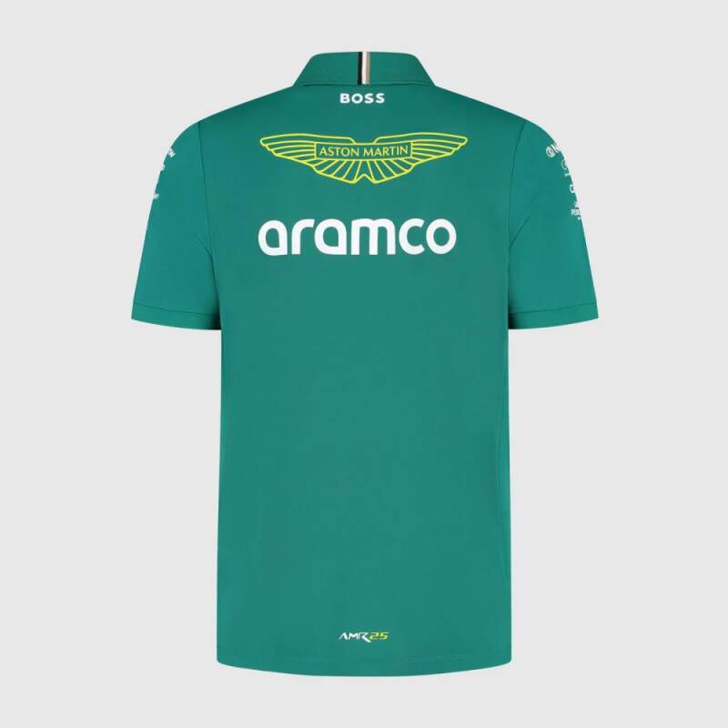 Tricou polo de echipă Aston Martin F1 Team cu logo-urile sponsorilor