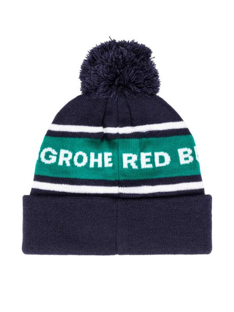 Red Bull Bora Hansgrohe kids' winter bobble hat, navy blue