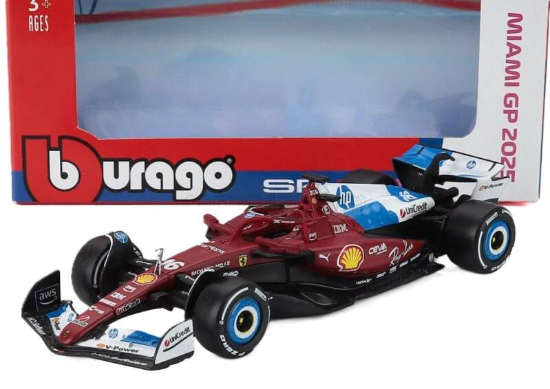 Machetă Scuderia Ferrari SF-25 BBurago #16 Charles Leclerc Miami GP 2025