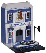 Machetă Alfa Romeo Giulia Polizia 1:43 + kit de asamblare secție de poliție