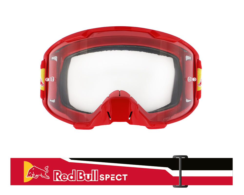 Ochelari de motocros Red Bull Spect STRIVE roșii cu lentilă transparentă