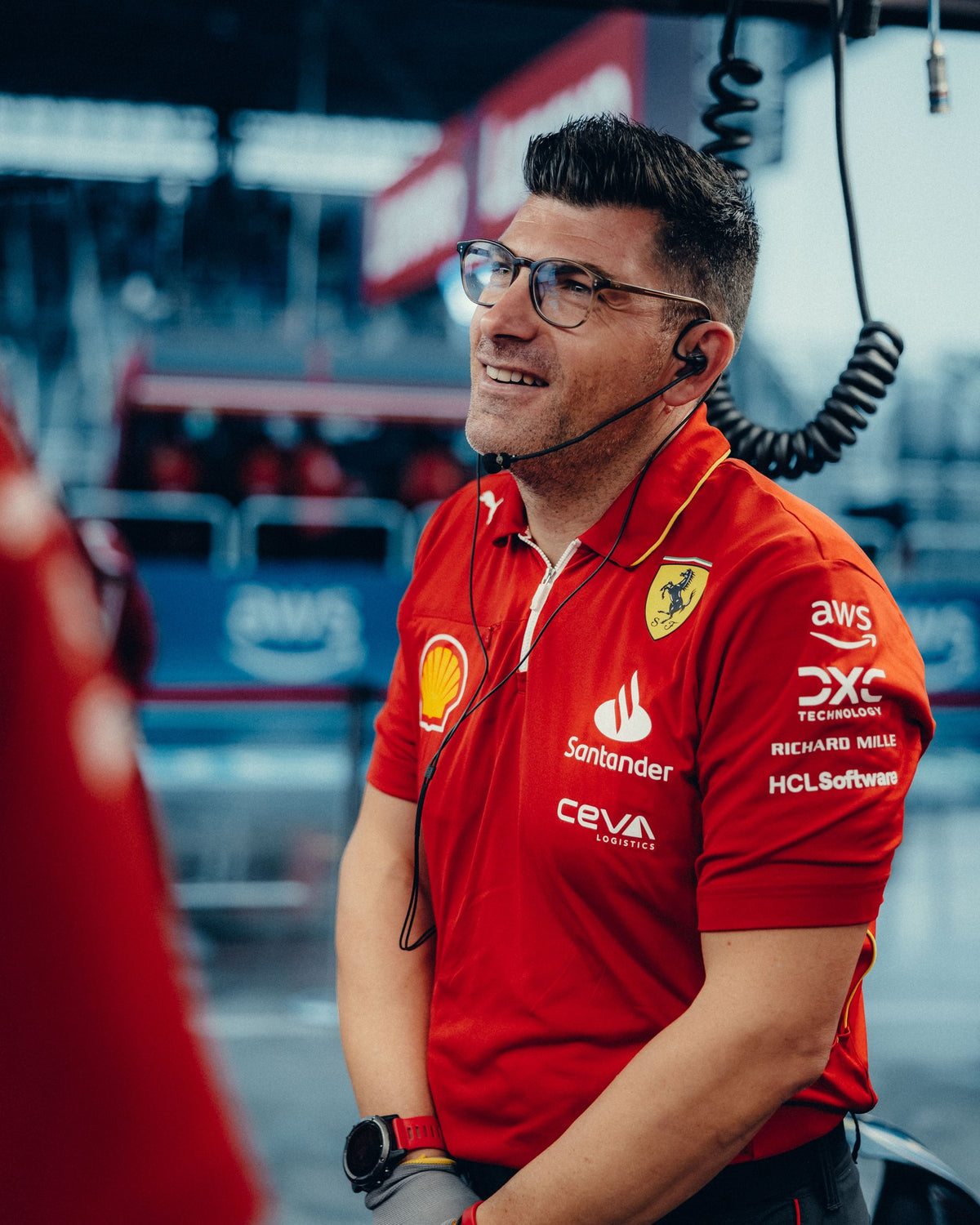 Tricou polo de echipă PRO Scuderia Ferrari F1 roșu