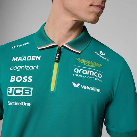 Aston Martin F1 Team team polo shirt with sponsor logos