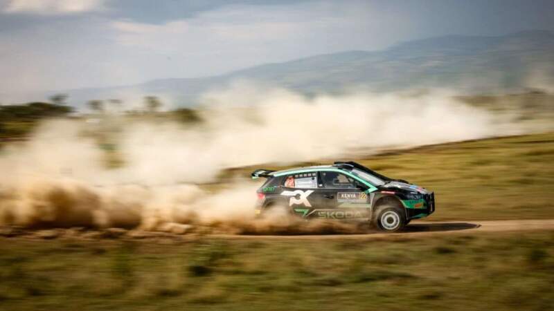 Machetă IXO Škoda Fabia Rally2 #22 Greensmith/Andersson WRC Safari Rallye Kenya 2024