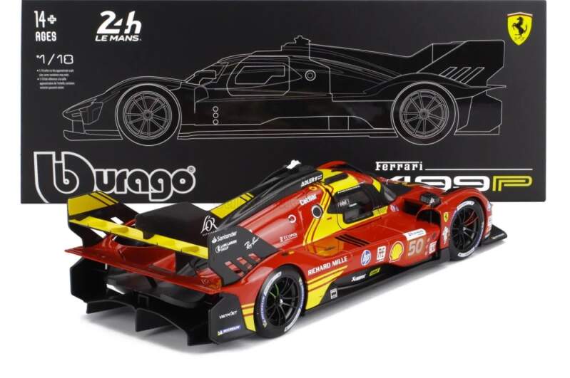 Machetă BBurago Ferrari 499P NR. 50 Winner Le Mans 2024 1:18 - ediție Deluxe