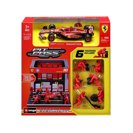 Bburago Scuderia Ferrari F1 1:43 model Charles Leclerc with pit garage