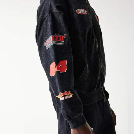 Hanorac cu fermoar Oracle Red Bull Racing NE LINEAR negru - oversize