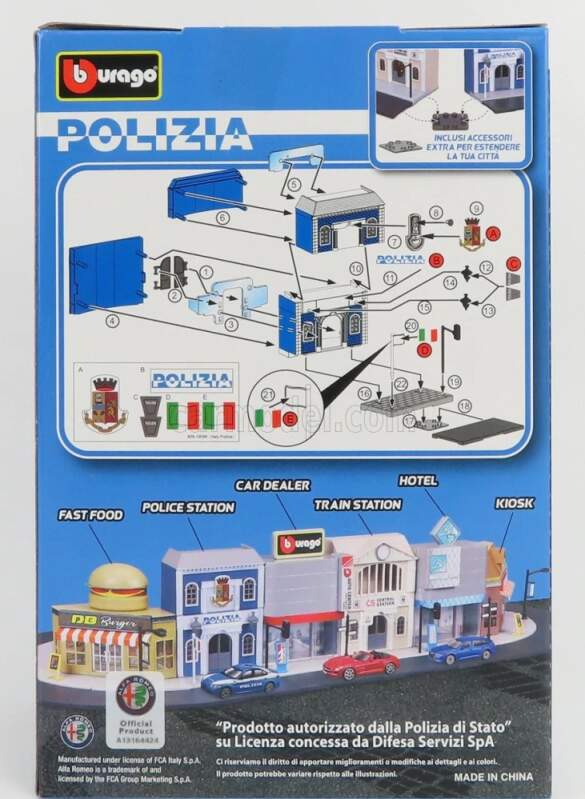 Machetă Alfa Romeo Giulia Polizia 1:43 + kit de asamblare secție de poliție