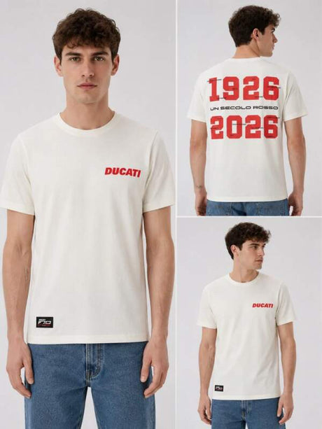 Tricou bărbătesc Ducati Corse alb - ediția 100th years DUCATI