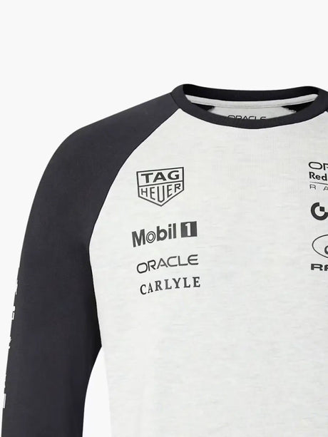 Bluză de echipă cu mânecă lungă Oracle Red Bull Racing Classic cu logo-urile sponsorilor – gri