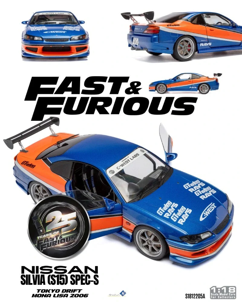 Machetă Solido Fast & Furious Tokyo Drift Nissan Silvia S15 Mona Lisa 2006 1:18